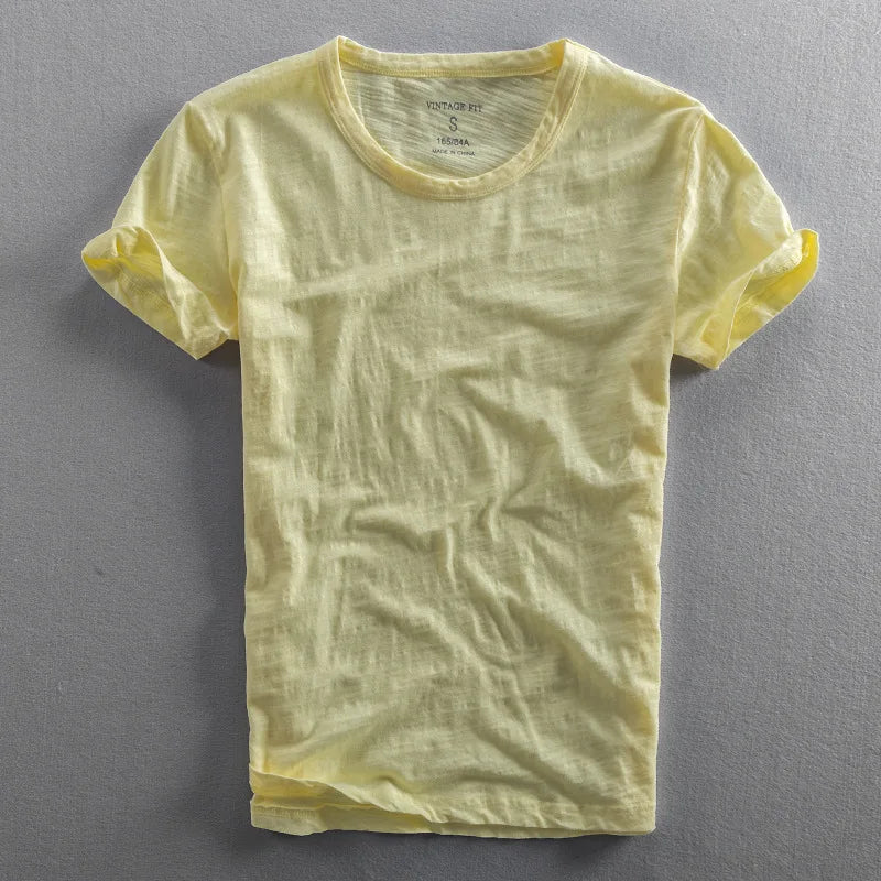Camiseta masculina algodão 100% gola redonda manga curta cor sólida