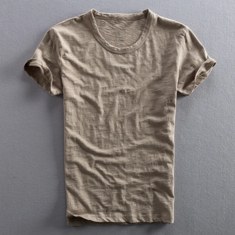 Camiseta masculina algodão 100% gola redonda manga curta cor sólida