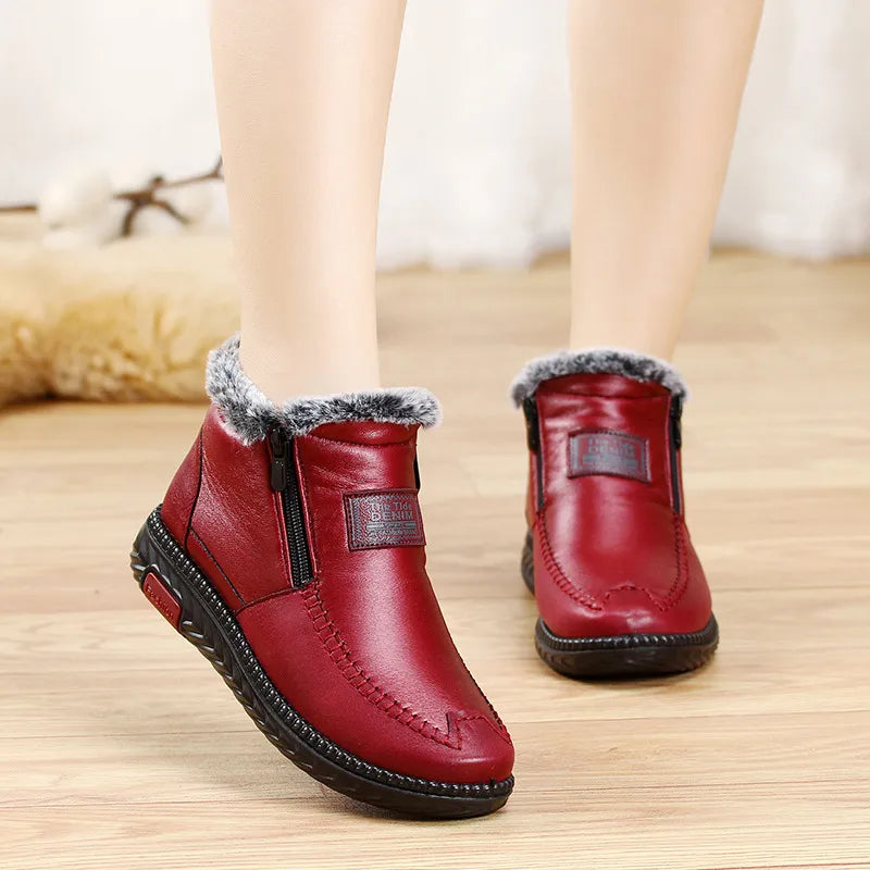 Botas femininas impermeáveis antiderrapantes ortopédicas para inverno