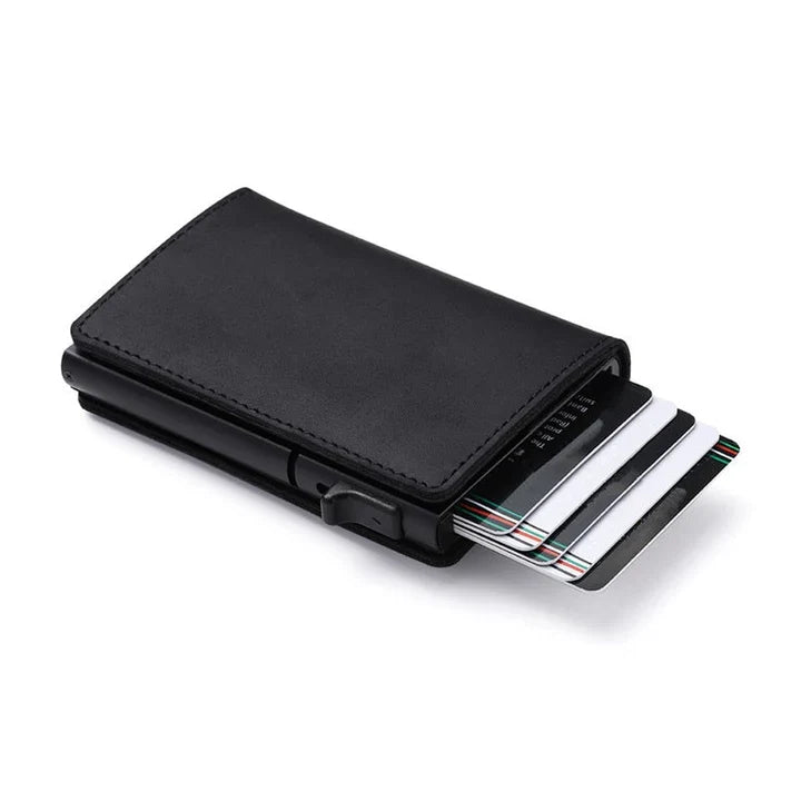 Carteira com slot para AirTag e bloqueio RFID slim alumínio ou fibra de carbono