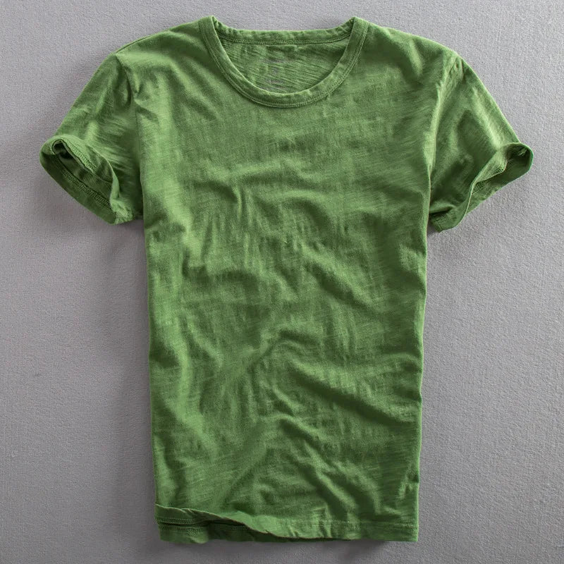 Camiseta masculina algodão 100% gola redonda manga curta cor sólida