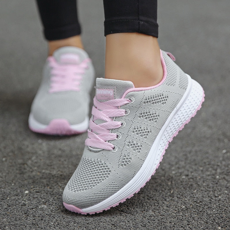 Sapatilhas ergonómicas femininas respiráveis com suporte plantar e sola estável