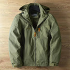 Jaqueta impermeável masculina com capuz e fecho zip leve