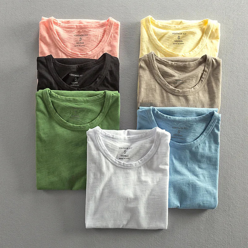Camiseta masculina algodão 100% gola redonda manga curta cor sólida