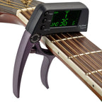 Capo de guitarra 2 em 1 com afinador digital clip-on, liga de alumínio
