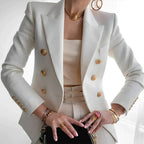 Blazer feminino ombros estruturados botão simples manga longa