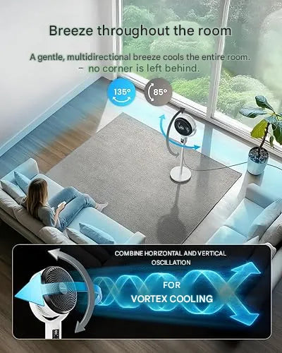 Ventilador de mesa e pé com altura ajustável e oscilação 3D