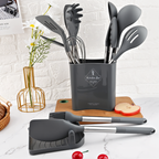Conjunto de utensílios de cozinha em silicone 12 peças com cabo inox resistente ao calor