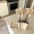 Conjunto de utensílios de cozinha em silicone 12 peças com cabo inox resistente ao calor