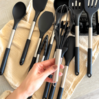 Conjunto de utensílios de cozinha em silicone 12 peças com cabo inox resistente ao calor