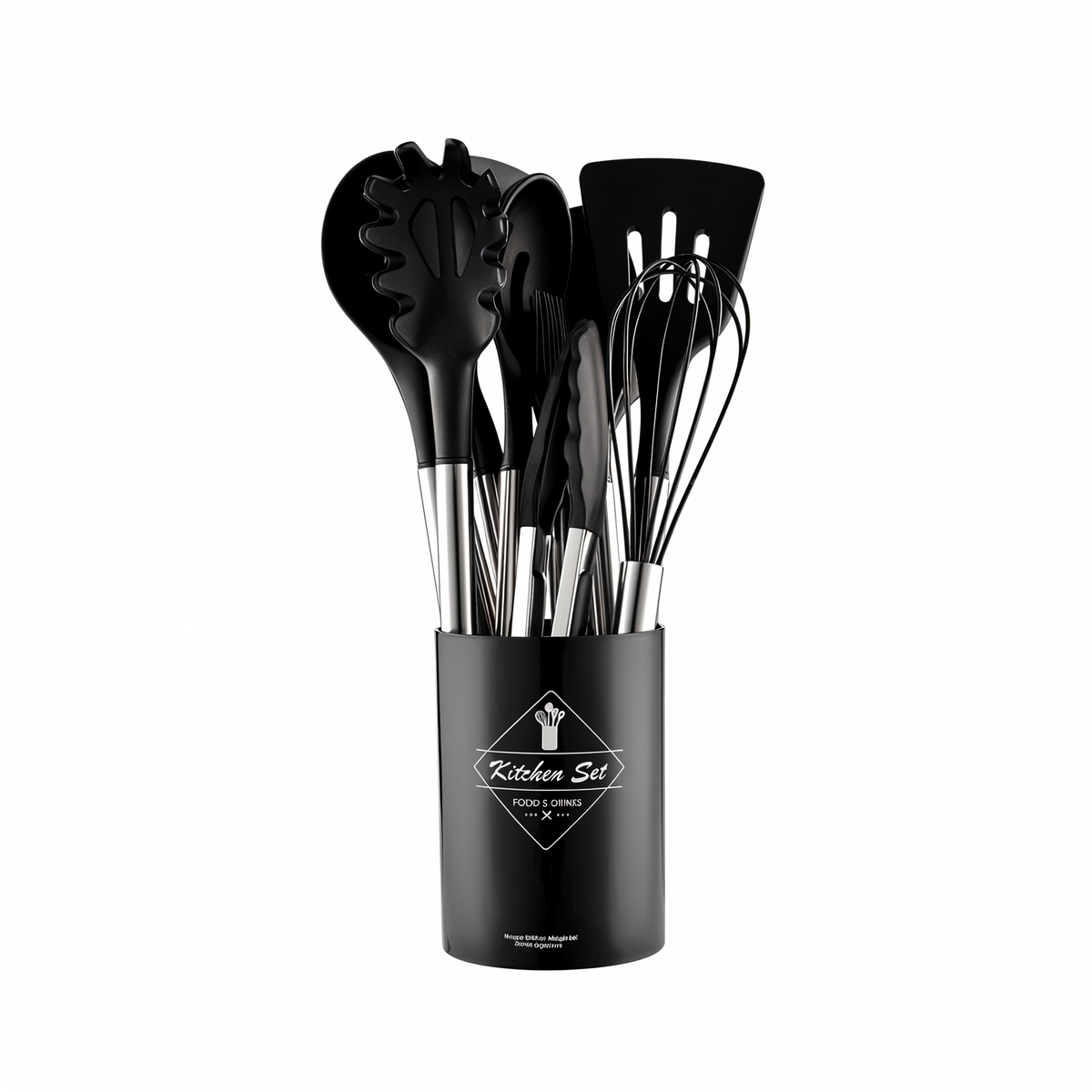 Conjunto de utensílios de cozinha em silicone 12 peças com cabo inox resistente ao calor