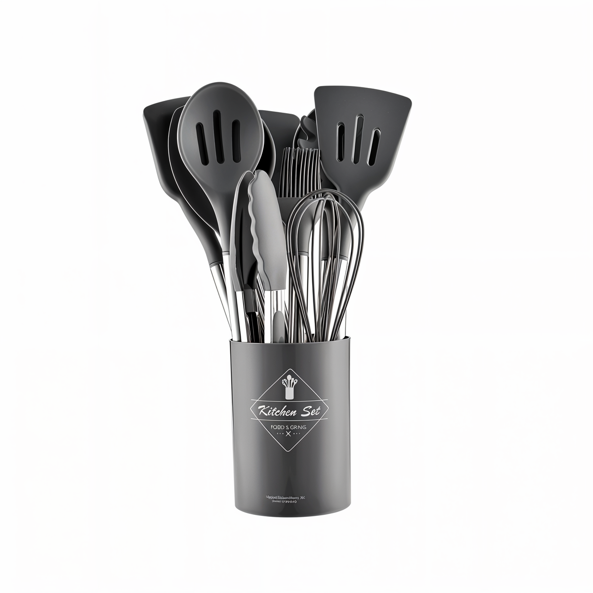 Conjunto de utensílios de cozinha em silicone 12 peças com cabo inox resistente ao calor