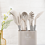 Conjunto de utensílios de cozinha em silicone 12 peças com cabo inox resistente ao calor