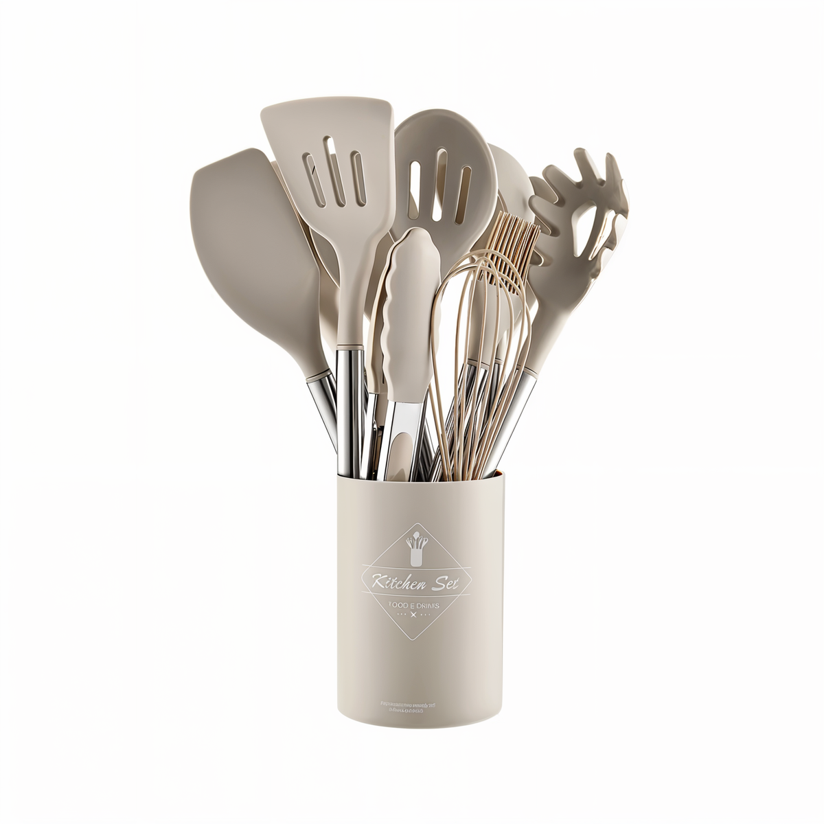 Conjunto de utensílios de cozinha em silicone 12 peças com cabo inox resistente ao calor