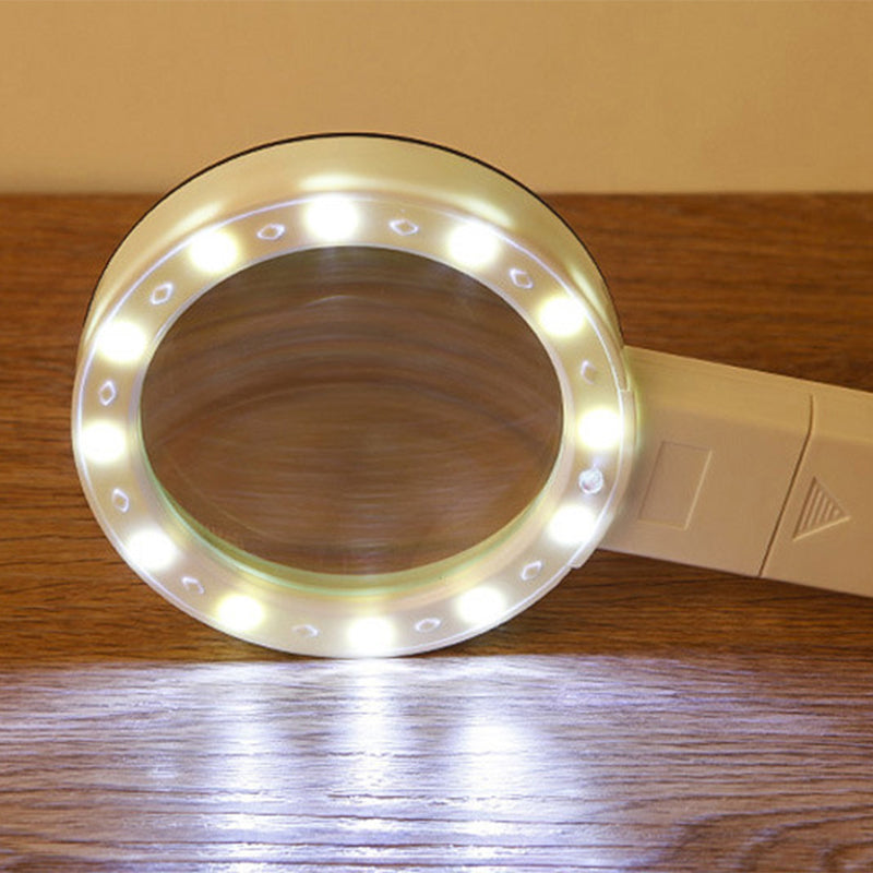Lupa de aumento 30x com luz LED e lente de vidro de 5 polegadas para leitura