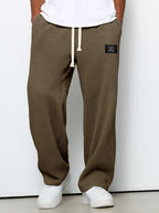 Calças de jogging masculinas waffle knit corte relaxado com cordão