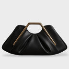 Bolsa clutch origami com pega hexagonal dourada polida em microfibra premium