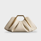 Bolsa clutch origami com pega hexagonal dourada polida em microfibra premium