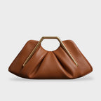 Bolsa clutch origami com pega hexagonal dourada polida em microfibra premium