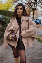 Casaco oversize de lã feminino para inverno corte moderno e confortável