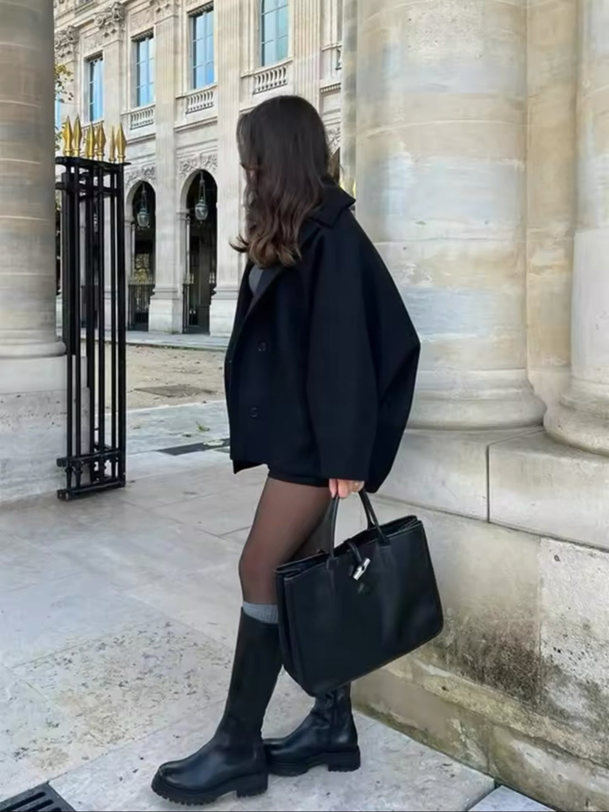 Casaco oversize de lã feminino para inverno corte moderno e confortável