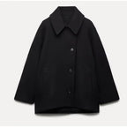 Casaco oversize de lã feminino para inverno corte moderno e confortável