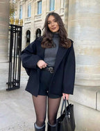 Casaco oversize de lã feminino para inverno corte moderno e confortável