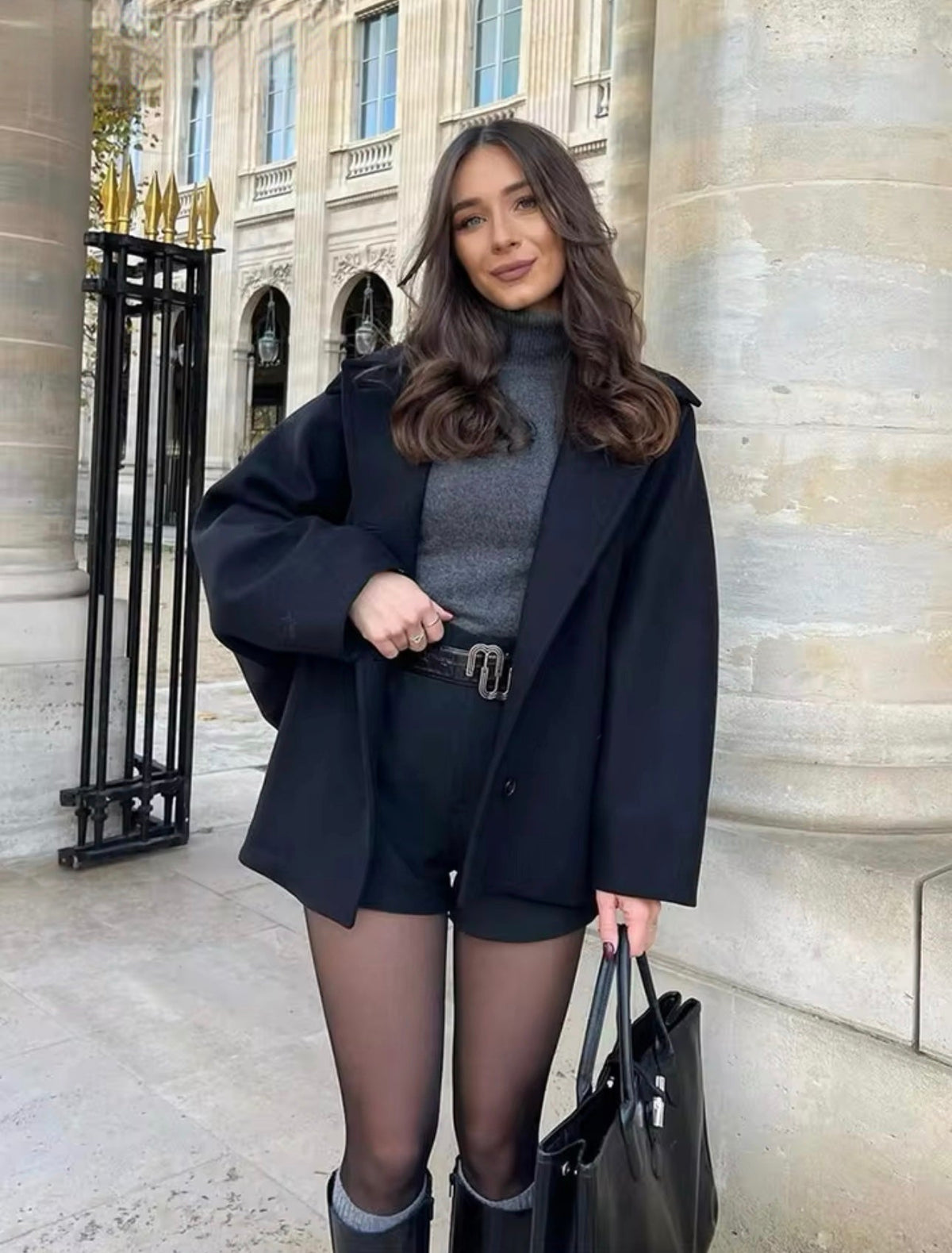 Casaco oversize de lã feminino para inverno corte moderno e confortável