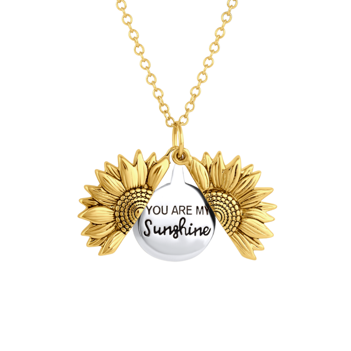 Colar feminino com pingente de sol delicado, banhado a ouro, acabamento brilhante