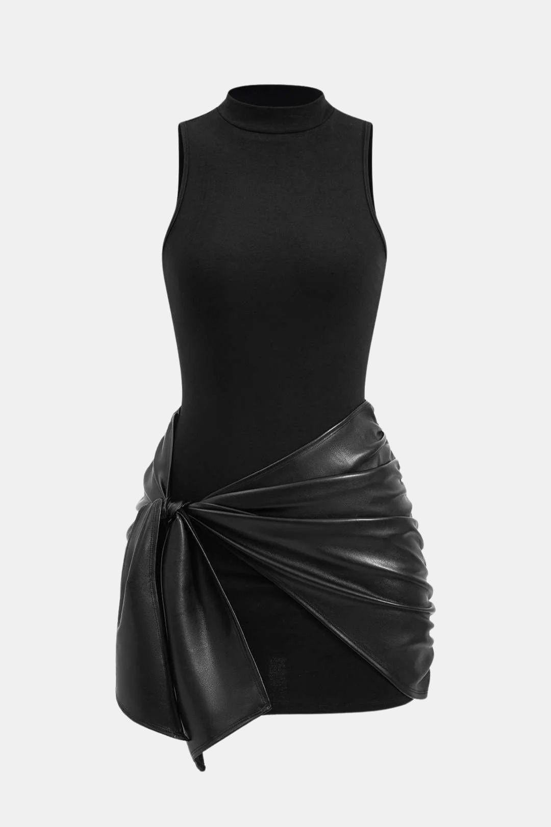 Vestido feminino mini halter para festa em preto bordeaux e castanho
