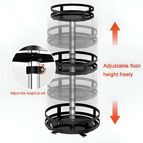 Organizador giratório de metal 3 níveis com rotação 360° para armazenamento vertical