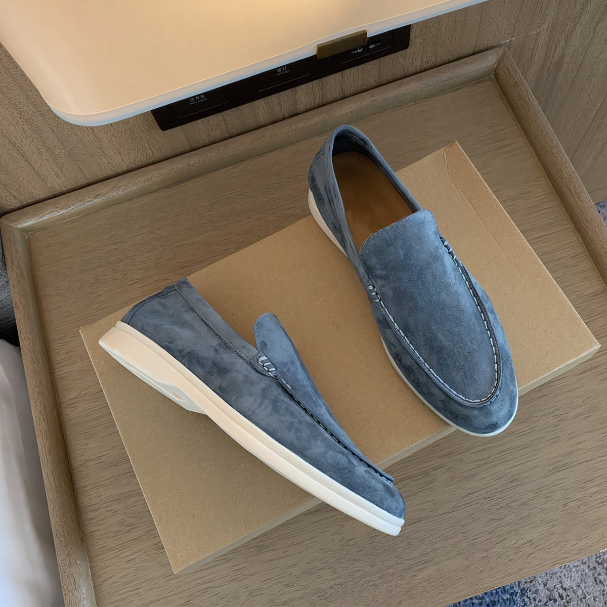 Loafers vintage homem clássicos slip-on com costura artesanal