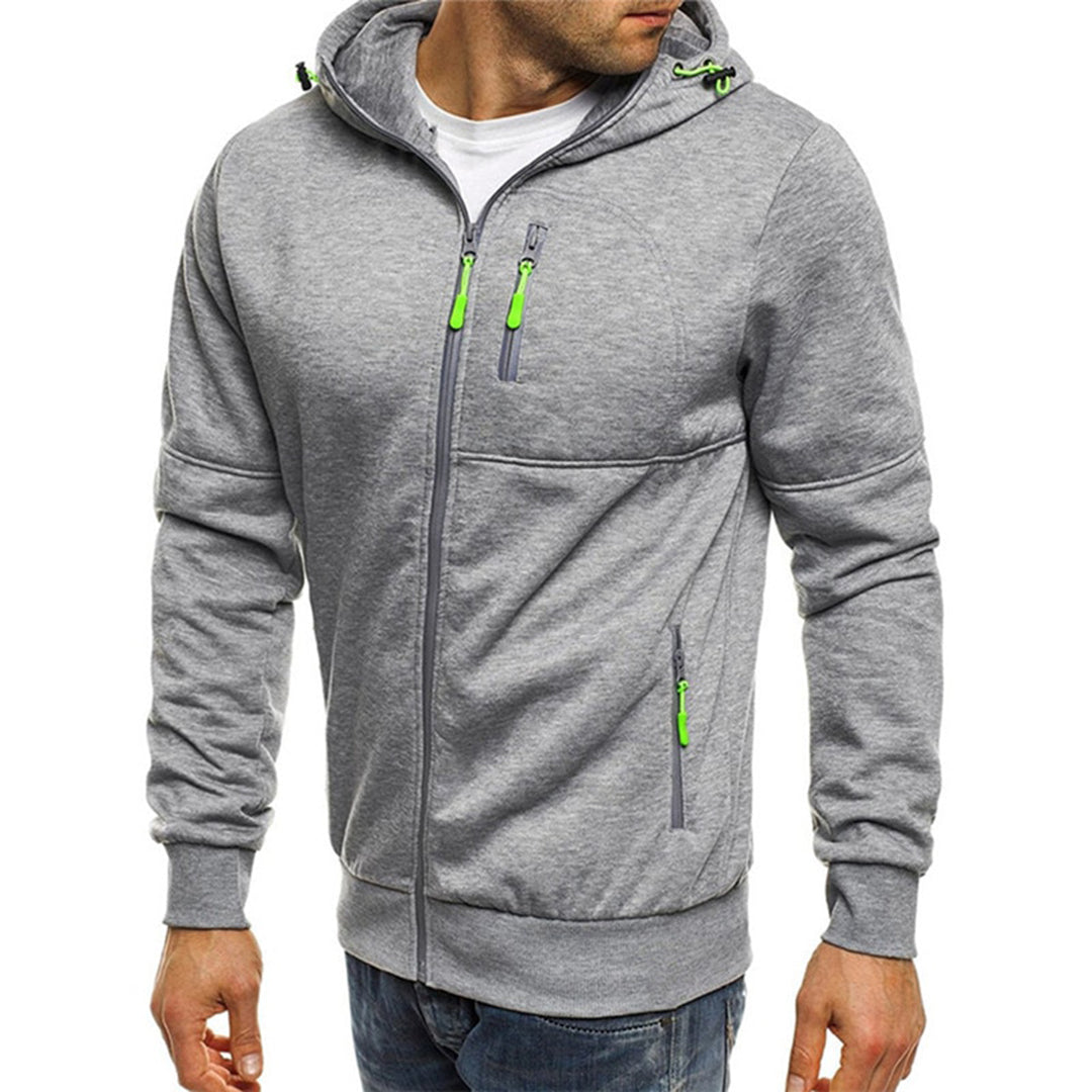 Hoodie homem com fecho de correr casual corte largo