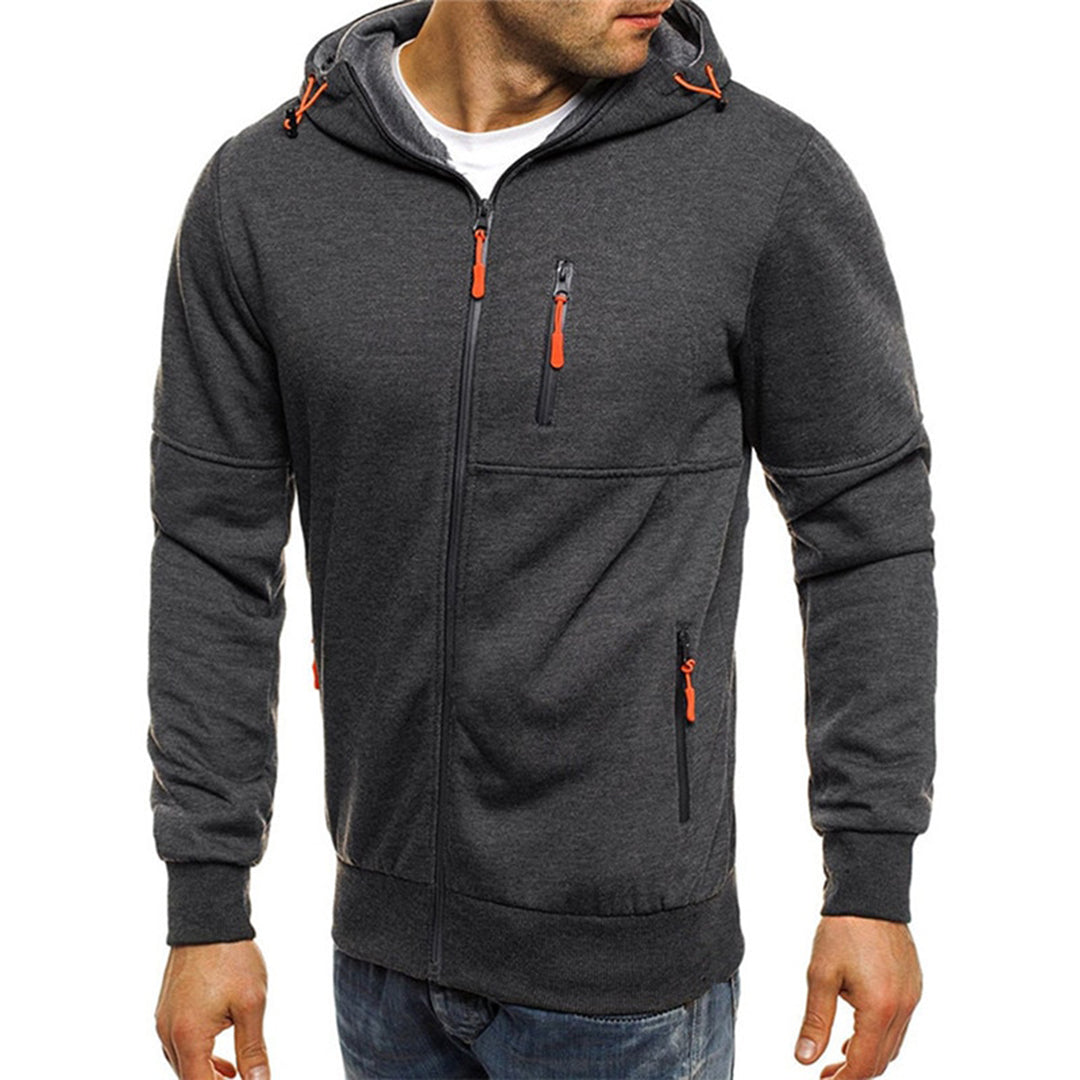 Hoodie homem com fecho de correr casual corte largo
