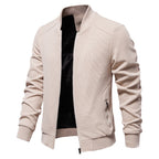 Bomber jacket masculino com fecho de correr e detalhes acolchoados nos ombros