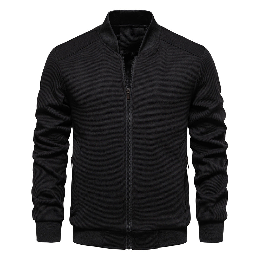 Bomber jacket masculino com fecho de correr e detalhes acolchoados nos ombros