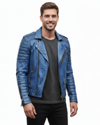 Veste moto homem com fecho de correr estilo urbano moderno
