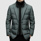 Parka homem casual com lapela integrada, corte ajustado