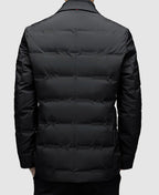 Parka homem casual com lapela integrada, corte ajustado
