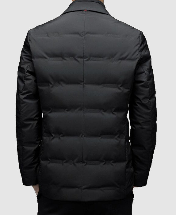 Parka homem casual com lapela integrada, corte ajustado