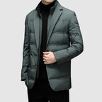 Parka homem casual com lapela integrada, corte ajustado