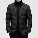 Parka homem casual com lapela integrada, corte ajustado
