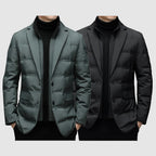 Parka homem casual com lapela integrada, corte ajustado