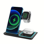 Carregador sem fios 3 em 1 magnético dobrável para iPhone, Apple Watch e AirPods