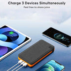 Powerbank Solar 25000mAh com 4 painéis solares e carregamento rápido USB-C
