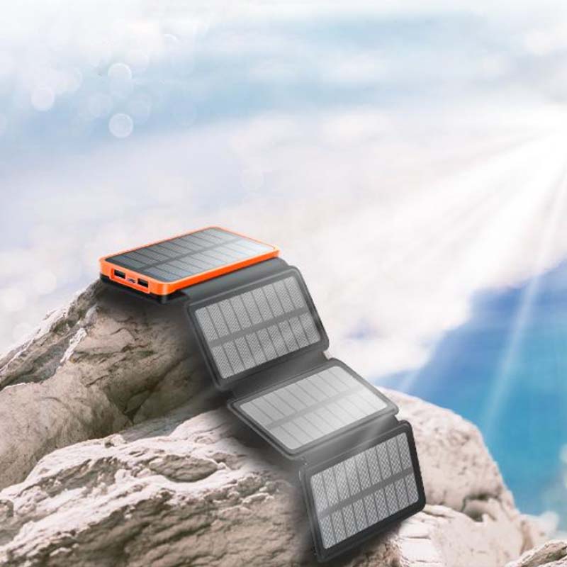 Powerbank Solar 25000mAh com 4 painéis solares e carregamento rápido USB-C