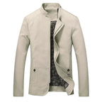 Casaco homem slim fit leve com fecho de correr e gola banda