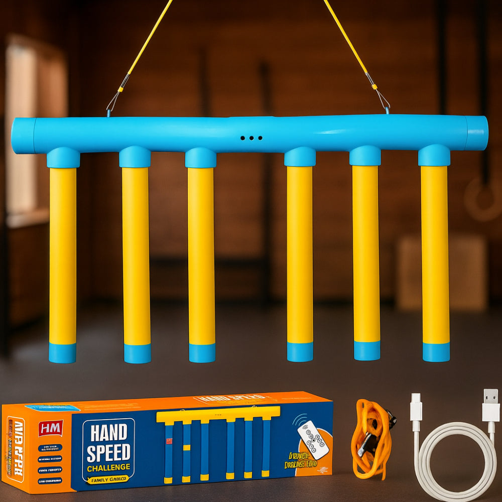 Jogo de reflexos para crianças com pau caindo e treino de reação ajustável