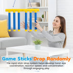 Jogo de reflexos para crianças com pau caindo e treino de reação ajustável