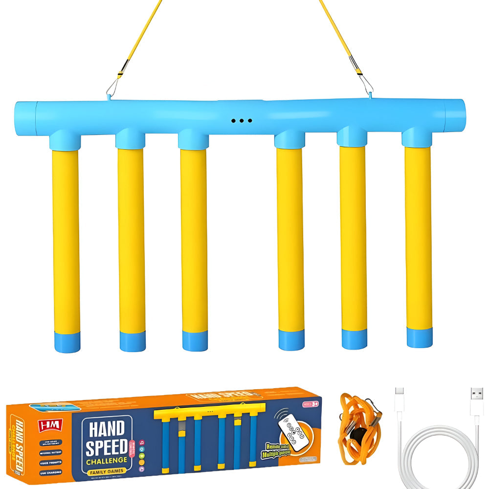 Jogo de reflexos para crianças com pau caindo e treino de reação ajustável